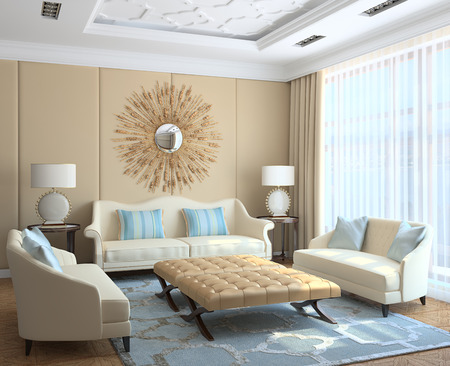 Modern living-room interior. 3d render.の写真素材