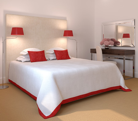 Modern bedroom interior. 3d render.の写真素材