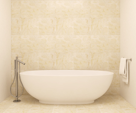 Interior of modern bathroom. 3d render. Pictures in frames was made by me.の写真素材