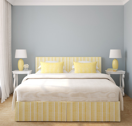 Interior of modern bedroom. 3d render.の写真素材