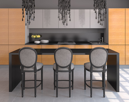 Interior of modern  kitchen. 3d  render.の写真素材