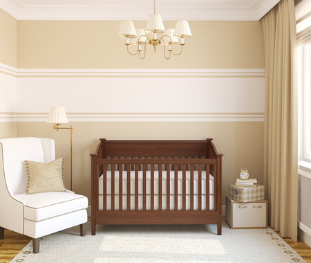 Interior of nursery. Frontal view. 3d render.の写真素材