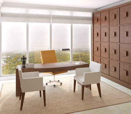 Modern interior of home office. 3d render.の写真素材