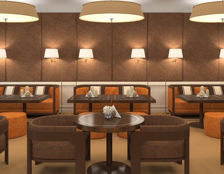 Interior of restaurant. 3d render.の写真素材