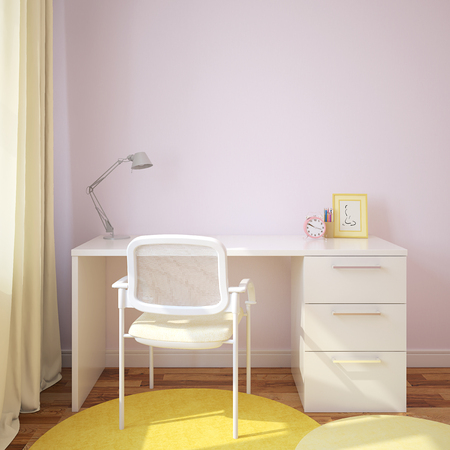 Beautiful home office interior. 3d render.の写真素材