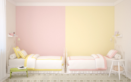 Interior of nursery for two children. 3d render.の写真素材