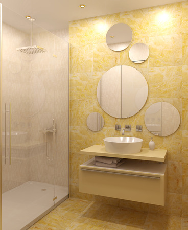Modern bathroom interior. 3d render.の写真素材
