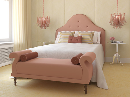 Beautiful bedroom interior for young girl. 3d render.の写真素材