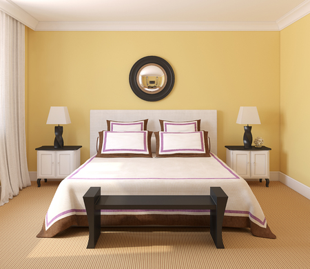 Beautiful bedroom interior. 3d render.の写真素材