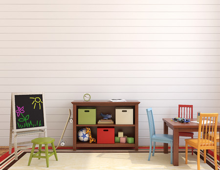 Colorful playroom interior. 3d render.の写真素材