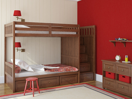 Bedroom interior for two children. 3d render.の写真素材
