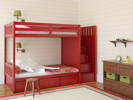 Bedroom interior for two children. 3d render.の写真素材