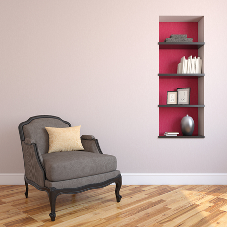 Interior of living-room with armchair. 3d render.の写真素材