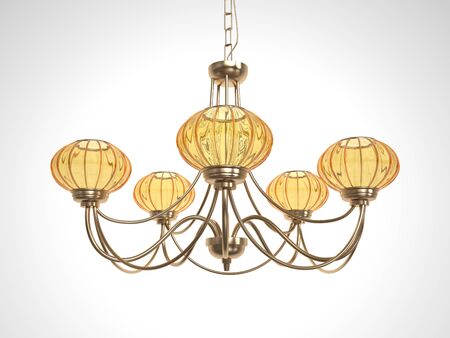 Luxury Chandelier on white background. 3d render.の写真素材