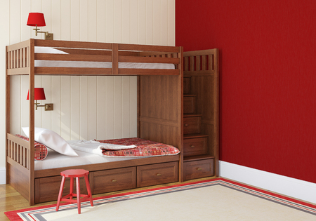 Bedroom interior for two children. 3d render.の写真素材