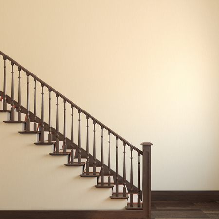 Classic wood stairway. 3d render.の写真素材