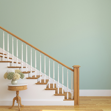 White stairway in the modern house. 3d render.の写真素材