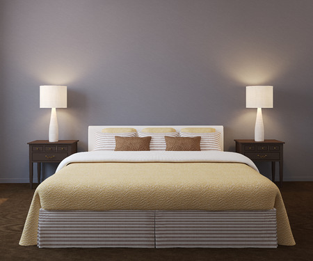 Modern bedroom interior. 3d render.の写真素材