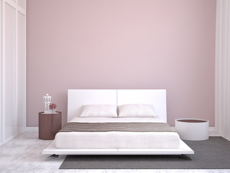 Modern bedroom interior. 3d render.の写真素材