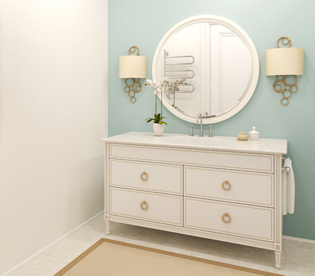 Modern bathroom interior. Classic style.3d render.の写真素材