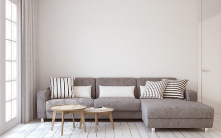 Living-room interior in scandinavian style 3d render.