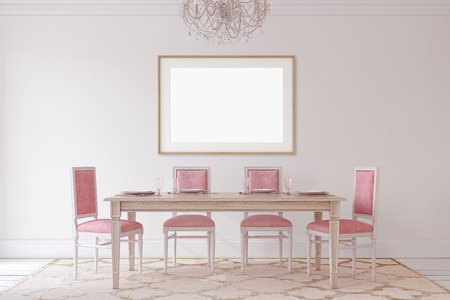 Interior of dining-room. Frame mockup. 3d render.の写真素材