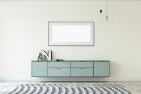 Modern hallway interior. Frame mock-up. 3d render.の写真素材