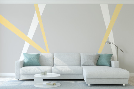 Modern living-room. Interior mock-up. 3d render.