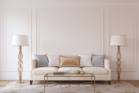 Living-room interior in neoclassic style. Mockup. 3d render.の写真素材
