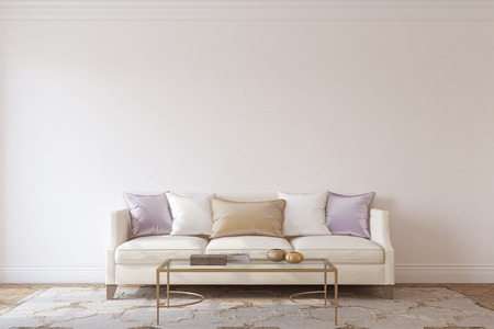 Living-room interior in neoclassic style. Interior mockup. 3d render.の写真素材