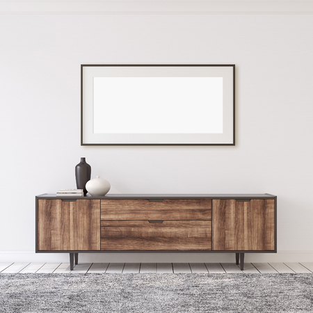 Interior and frame mockup. Modern hallway. 3d rendering.の写真素材
