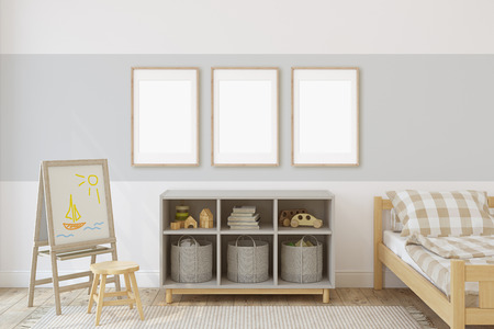Toddler room. Interior and frame mock-up. 3d render.の写真素材