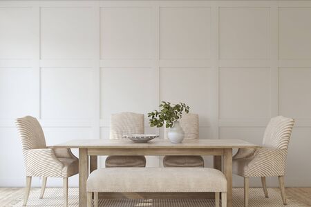 Modern dining room. Interior mockup. 3d render.の写真素材