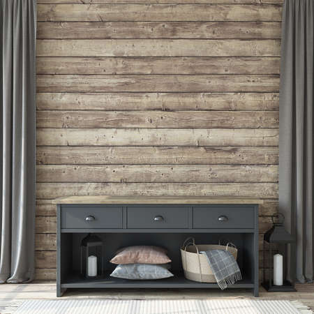 Entryway with the commode. Interior mockup. 3d render.の写真素材