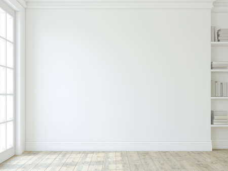 interior mockup. Empty room with white wall. 3d rendering.の写真素材