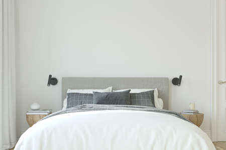 modern bedroom. interior mockup. 3d rendering.の写真素材