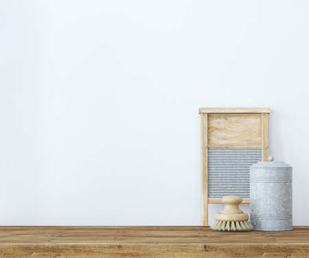 Modern farmhouse laundry. interior mockup. 3d rendering.