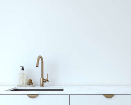 modern kitchen interior. interior mockup. 3d rendering.
