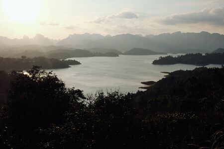 Beautiful nature at Cheow Lan lake, Ratchaprapha Dam, Khao Sok National Park in Thailand