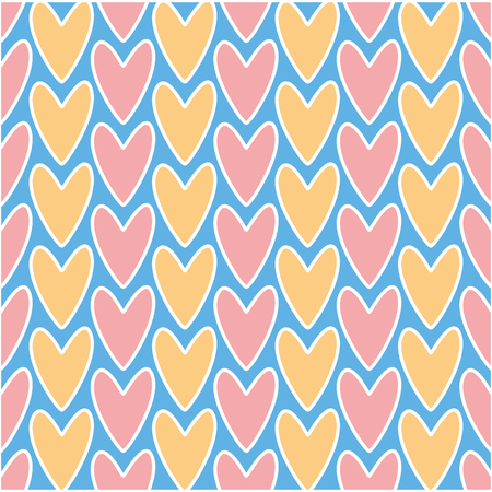 Design of valentine day symbol red heart. Abstract decorative seamless romantic pattern.  For greeting, gift, decor, print or wallpaperのイラスト素材