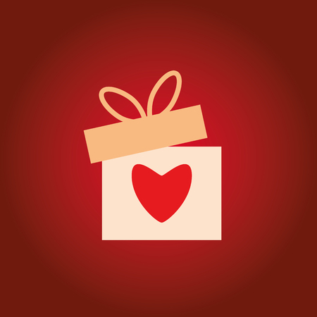 Beautiful decoration greeting box symbol with heart for valentine day, birthday, present or wedding. Romantic gift designのイラスト素材