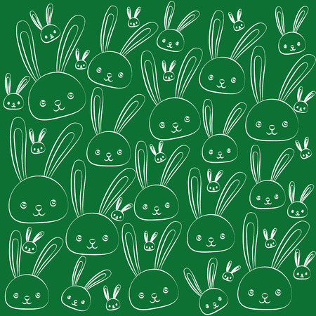 Funny easter drawing holiday rabbits set. Happy bunnies collectionのイラスト素材