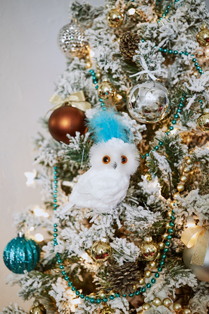 christmas tree interior design sparkling ornaments decoration holidayの写真素材