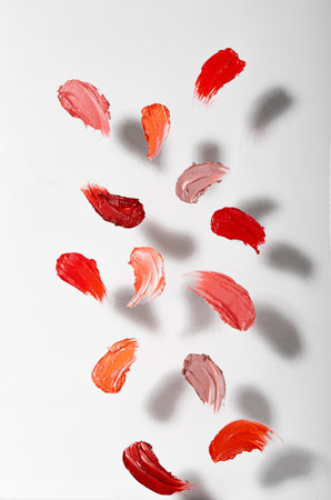 Collection of various Smears swatch lipstick on white background Use for advertisingの写真素材