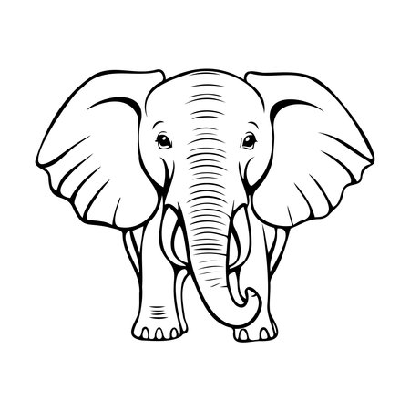 Outline coloring book for children of an elephant, black and white vectorのイラスト素材