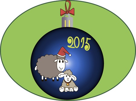 Christmas toy. Sheep with lambのイラスト素材