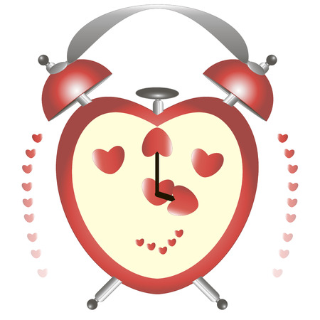 alarm clock in the form of heartのイラスト素材