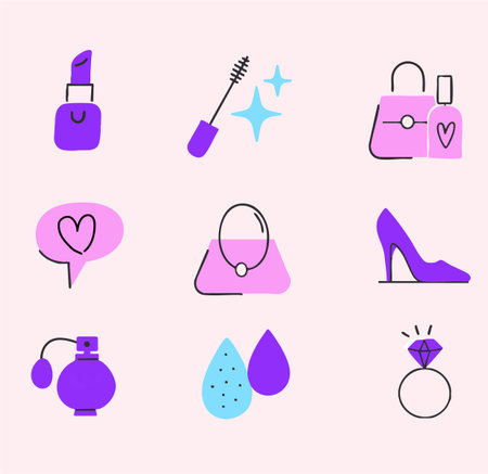 Set of icons for cosmetics, perfume, perfume. Vector illustration.のイラスト素材