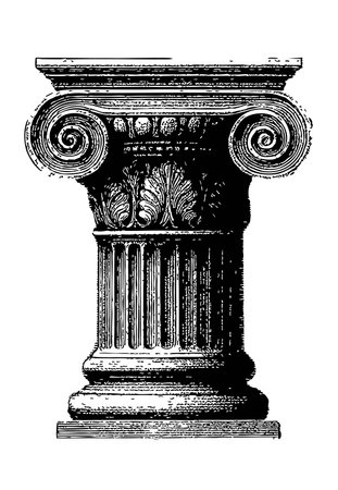 Victorian engraving of a column in the style of ink drawing. Digitally restored image from a mid-19th century Encyclopaedia.のイラスト素材