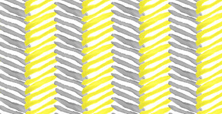 Gray and yellow watercolor stripes. Design for prints on fabrics, textile, covers, paper, wallpaper, interior, patchwork, wrappingの写真素材